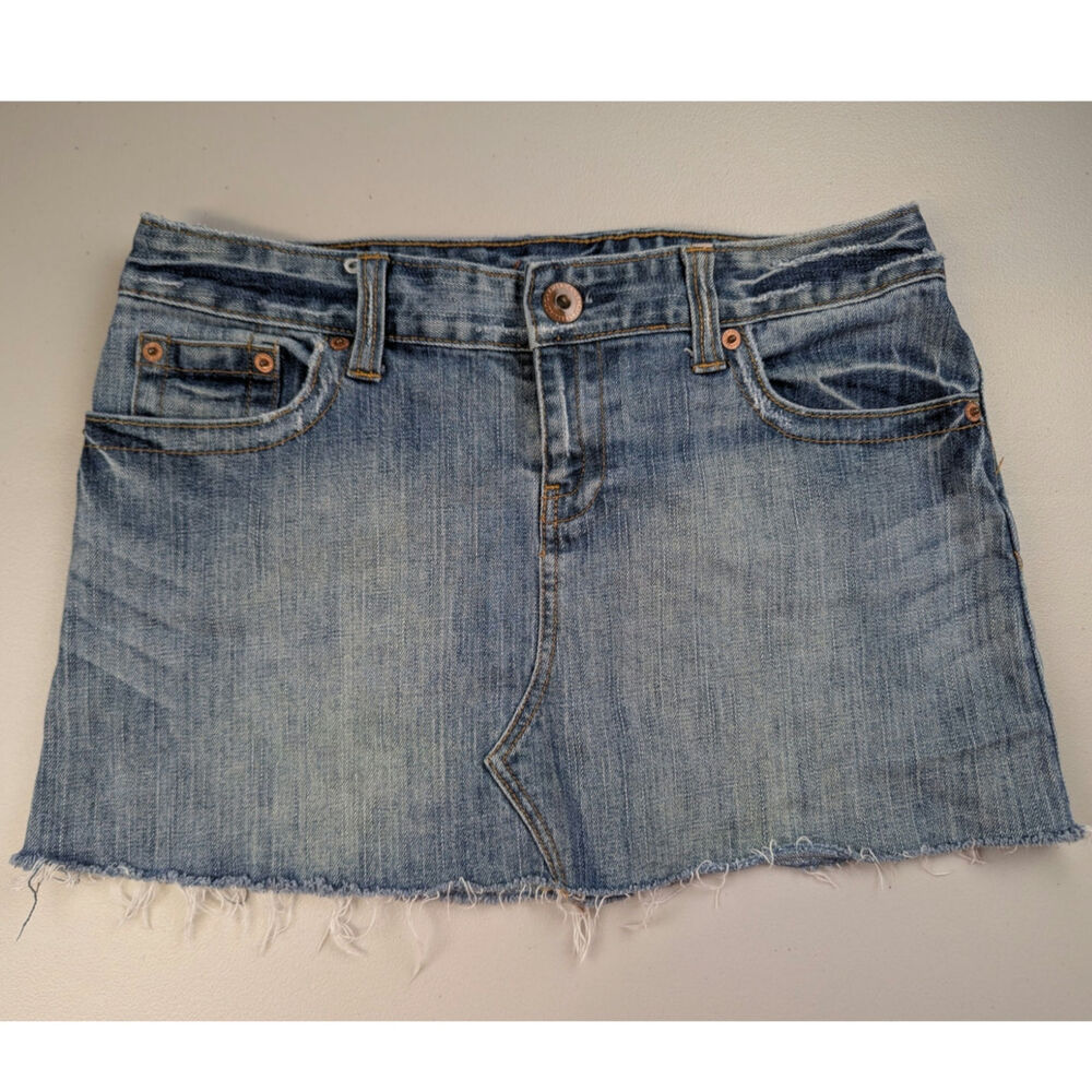 American Eagle Denim Mini Skirt Blue Jeans Distressed Short Classic Womens 6